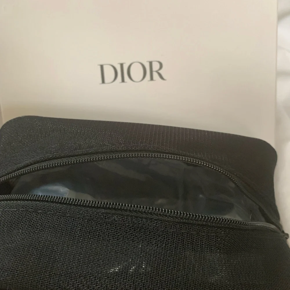 New w/box Dior Black Mesh Cosmetic Bag - Picture 2 of 2
